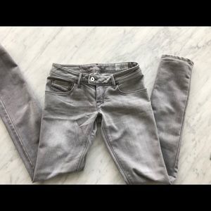 Diesel distressed grey low rise skinny jeans
